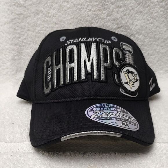 Zephyr Pittsburgh Penguins 2016 Champs XL Stretchfit Hat - New - Picture 1 of 8